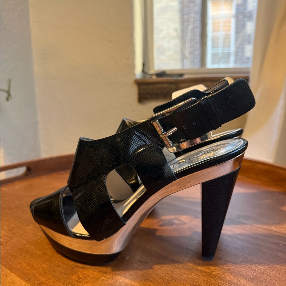 Michael Kors Black and Silver Slingback Heels